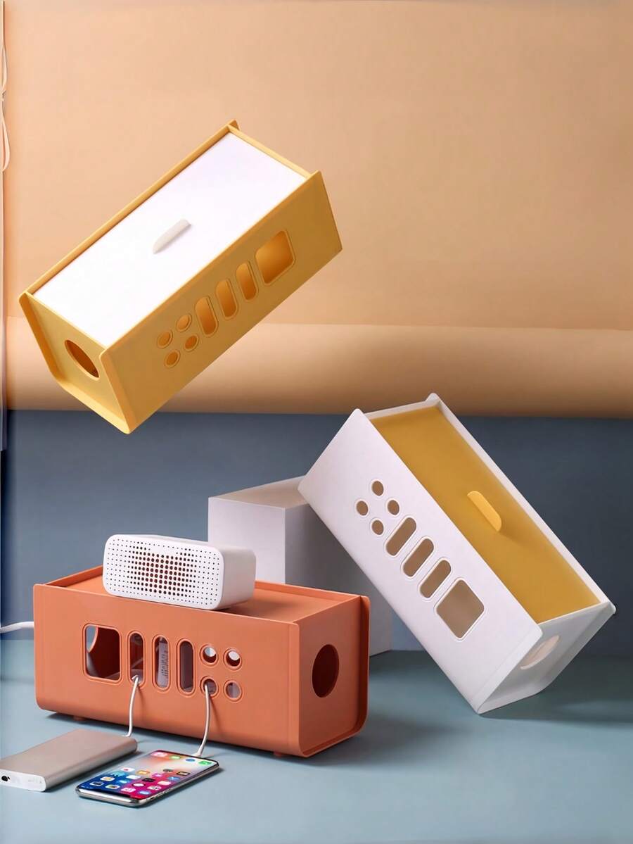 Desktop Cable Management Box, Organizes Power Strips And Charger Cables, Dust-Proof And Shock-Proof, Keeps Desktop Tidy, Easy Installation, Suitable For Home And Office Use