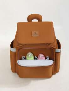 1pc Diaper Bag Backpack – Essential Baby Travel Tote – Multi-Functional Waterproof Diaper Bag, Travel Essential Baby Bag, Large Capacity Diaper Bag, Diaper Pouch, Stroller Strap, – Unisex Large Capacity Diaper Bag Diaper Pouch Backpack - Rust Brown - View 6