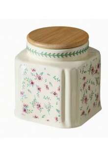 1pc French Vintage Floral Ceramic Storage Jar, Multi-Purpose Square Shape With Round Lid, Round Ceramic Airtight Canister, Coffee Bean Container, Suitable For Kitchen Spices, Coffee, Grains, Candy, Cookies, Home Kitchen Table Decor - Multicolor - View 17