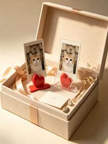 1pc Heart-Shaped Photo Holder, Cute Desktop Photo Stand, Suitable For Office, Bedroom, Study Room Desktop Photo Display, Romantic Desktop Decoration Gift - A - View 6