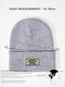 Men's Letter Knitted Hat Suitable For Daily Wear - Grey - View 4