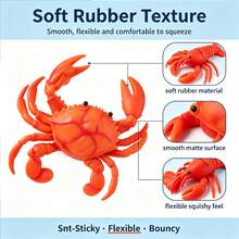 1pcsSimulation Red Lobster Crab Squeaky Toy, Soft Rubber Sea Creature Squeeze Fidget Toy, Stress Relief Prank Decompression Toy - Multicolor - View 5