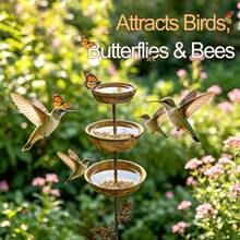 1pc Vintage 3-Tier Iron Bird Feeder, Outdoor Garden Rain Collector, Yard Decor - Three Layer Bird Feeder - View 1