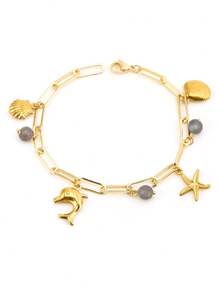 1pc Gold Color Starfish Bracelet Shell Dolphin Charm Women Handmade Metal Ocean Style Pendant Beach Bracelet Summer Jewelry H945 - Bracelet - View 14