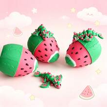 Cute 3D Printed Watermelon Dragon + Dragon Egg Model Set Plastic Toy Ornament Desktop Decoration Sculpture Holiday Gift - Multicolor - View 5