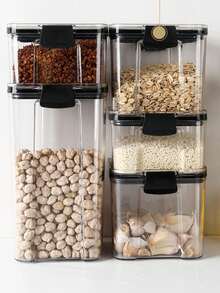 Lidded Food Storage Jar, Airtight Food Canister, Food Storage Container, For Pantry Organization And Storage, Can Store Cereal, Rice, Pasta, Flour, And Sugar, Home Kitchen Supplies - Black - View 4