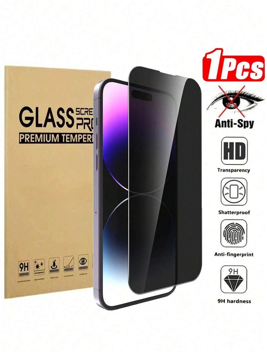 Privacy Tempered Glass Screen Protector, Full Coverage Anti-Peeping Glass, Anti-Scratch, Anti-Fingerprint, Anti-Oil, Anti-Shatter, Anti-Shock, Waterproof, Compatible With Phone Cases, High Definition Transparent, Full Screen Protection, Suitable For IPhone 18Pro/18ProMax/17/17 Pro/17 Pro Max/16 Pro Max/16/15/14/13/12/11