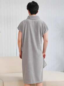 1 Pc Men's Lightweight Kimono Robe Japanese Bathrobes Breathable Fabric,Soft Fluffy Absorbent Fleece Robe - Sleeveless Tie-waist Bathrobe - View 3