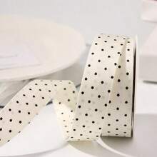 8 - Yard Double-Sided Polka Dot Pressed Ribbon, Black And White Polka Dot Ribbon, DIY Bow Hair Accessory Hair Tie Binding Accessory Webbing - Multicolor - View 7