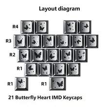 AULA Beauty Butterfly Love Keycaps con Grabado Lateral DIY Personalizado PBT Altura de Fábrica 21 Teclas Patrón Lindo Tapas de Teclado - Ver 5