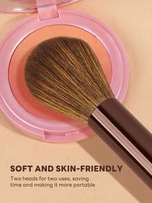 MAANGE 1pc Dual-Ended Makeup Brush Set, Can Be Used As Nose Contour Brush, Blush Brush, Powder Brush, Contour Brush, Highlighter Brush, Makeup Tool Suitable For Daily Facial Makeup - Brown - View 8