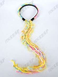 Serre-tête en peluche Maillard coloré avec long ruban à franges, accessoire de cheveux tressés, décoration de cheveux tressés style serre-tête, élastique à cheveux en corde tressée colorée en peluche - Noir - Voir 17