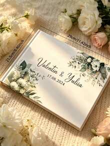 Personalized Wedding Guest Book, Customized Scrapbook Photo Album, Customizable Name And Date, Floral Pattern, Wedding Banquet Sign-In Board, Anniversary, Baptism, Couple Memorial Album - Multicolor - View 4