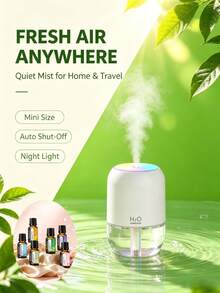 便攜式 200ml 迷你冷霧香氛加濕器套裝，適用於汽車/居家，USB 供電，3 色可選，附變色 LED 小夜燈，超靜音運行，自動斷電，內含 6 款精油，理想禮品選擇 - A - 查看 13