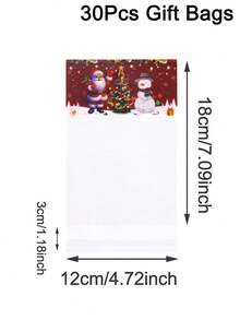 30/50pcs Christmas Santa Self-Adhesive Gift Bags, Snowman Christmas Tree Pattern, Transparent Plastic Cellophane Candy Bags, Merry Christmas Home Decor, 2026 Multi-Purpose New Year Gift Wrapping Supplies, Christmas Decorations, Christmas Pajamas, Christmas Gifts, Christmas Decor - Multicolor - View 13