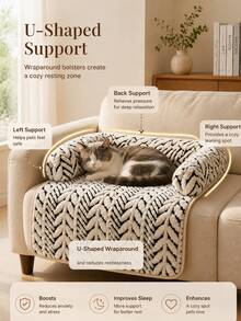 Cat & Dog Sofa Bed, Plush Pet Sofa Bed With Cushion, Indoor Cat & Puppy Non-Slip Furniture Protector - Multicolor - View 6