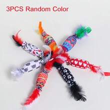 Cat Toys, Random Color Candy-Shaped Cat Toys, Lollipop-Shaped Artificial Feather Polyester Fiber Built-In Crinkle Paper - Kitten Interactive Chase Toy, Durable Material, No Batteries Required - View 11