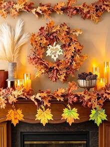 24pcs Wooden Maple Leaf Decorations, Unfinished DIY Wooden Crafts For Painting, Hollow Blank Hanging Ornaments, Thanksgiving And Harvest Festival Supplies, Autumn Party Ceiling Fireplace Home Decor Hanging Accessories - A - View 3