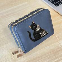 2pcs Cat Pattern Lightweight Fashionable Women's Card Holder Double Zipper Wallet Mini Wallet Card Holder Suitable For Daily Use - Multicolor - View 8