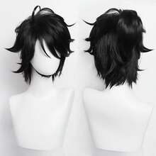 YEWELL Yeviel Black Side Part Cosplay Wig, Role Play Headpiece, Daily Series, Japanese Cosplay Headpiece Series, Multi-Style Interpretation, Cartoon Anime, Suitable For Private Party, Daily Role Play, Halloween - Black - View 1