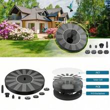 Bomba de fuente solar con 6 boquillas, fuente de baño para pájaros solar, bomba de agua flotante, adecuada para estanques (funciona bajo la luz solar) - Negro - Ver 7