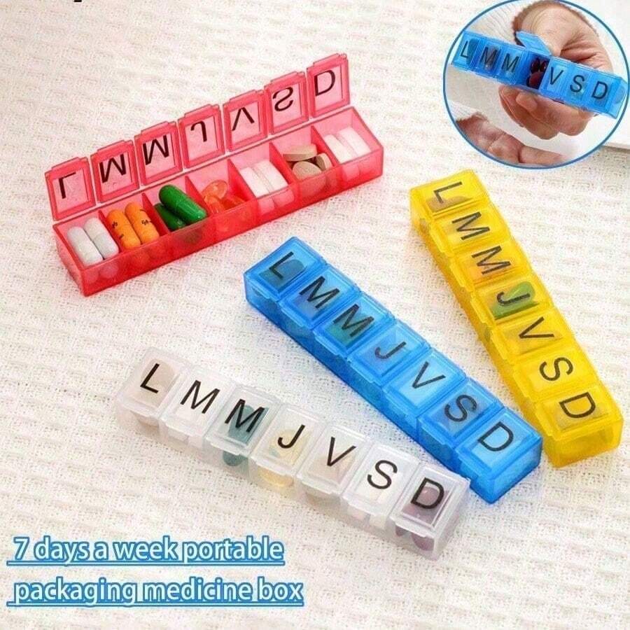2/1pc Portable Mini Pill Box, Letter Pill Case, Cute Pink 7-Day Travel Medication Storage Container, Compartment Organizer, Portable Morning & Night Pill Holder - one-size - View 1