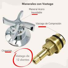 Kit Manerales Metalicos Y Cartucho Para Llave De Regadera - Plateado | Cromado/Acero Inoxidable - Ver 5