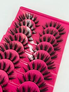 10 Pairs Demon Spike False Eyelashes, Transparent Stem, Soft Synthetic Fiber, Lightweight & Reusable, Exaggerated Big Eye Style, Suitable For Cosplay Party, Adhesive False Eyelashes, Doll Eyelashes - Black - View 7