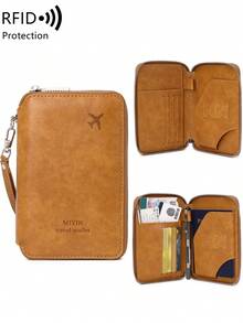 MIYIN Minimalist Vintage Style Passport Holder, Unisex, RFID Blocking Zipper Passport Bag With Wrist Strap, Multi-Function Bifold Travel Wallet For Credit Cards/ID Cards/Cash/Passport - Multicolor - View 15