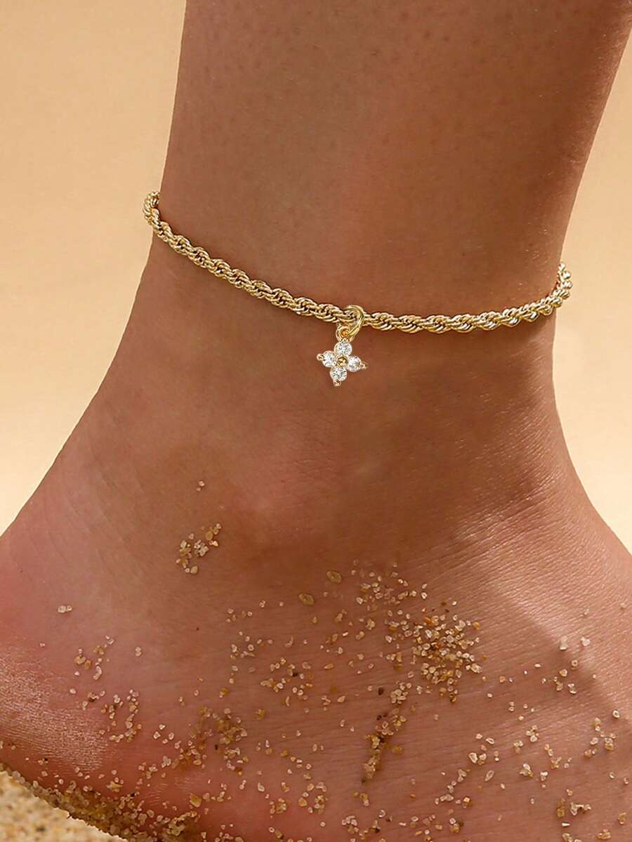 1pc Women's Anklet, Minimalist Beach Layering Style, Stainless Steel ...