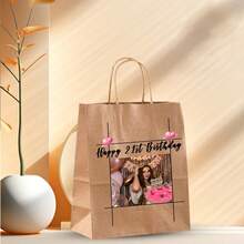 Customized Gift Bags, 18th Birthday Gift Bags, Made Of Thick Kraft Paper, Can Print Photos And Text, Suitable For Shopping, Christmas, Party, Wedding, School Events, Thanksgiving, Birthday And Other Occasions. - Camel - View 6