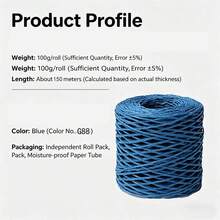Lawkeman 1pc 150m Wood Pulp Raffia Rope, 100g Heavy-Duty Craft Raffia Thread, Suitable For DIY Gift Packaging, Basket Weaving, And Home Decoration; DIY Woven Plant Hanging Baskets, Bohemian Style Wall Art, And Handicraft Production - One Size Fits All - View 6