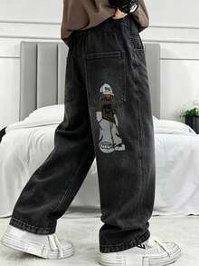 Jeans de mezclilla de primavera para niños, nuevo estilo de moda - Negro - Ver 1