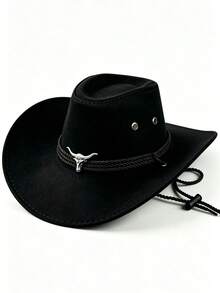 1pc Unisex Western Cowboy Hat, Sun Protection Jazz Hat, Suitable For All Seasons, Outdoor Activities, Horse Riding, Gatherings And Photography. Foldable And Easy To Carry. - Silver Bull Three-rope Cowboy Hat - View 6