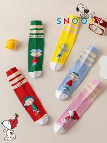 1/5/10雙 Snoopy 條紋小狗圖案彩色趣味女款中筒襪，有趣的聖誕禮物襪 - 彩色 - 查看 8