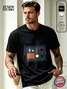 Men T-Shirts - 黑色 - 查看 1