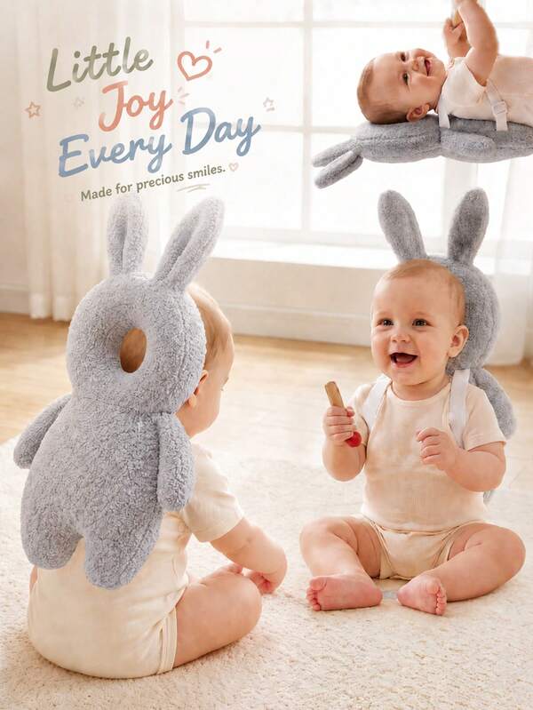 New Teddy Fleece Baby Head Protection Pillow, Cute Bear Rabbit Chick Infant Head Protector Cushion, Adjustable Shoulder Strap Toddler Walking Anti-Collision Pillow, Baby Travel Gear, Maternal And Infant Supplies
