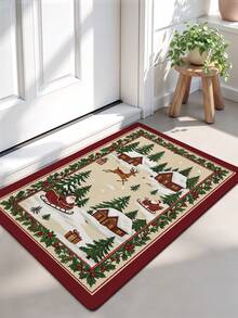 1pc Vintage Christmas Long Runner Rug, Kitchen Mat Suitable For Bathroom, Kitchen, Outdoor, Hallway, Bedroom, Living Room, Machine Washable Easy To Clean, Non-Slip Entryway Mat, Bedroom Decor Autumn Decoration Rug Accessory - Multicolor - View 7