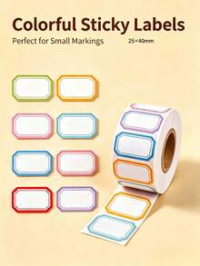 1000pcs Multi-Purpose Colorful Border Writable Self-Adhesive Label Stickers Roll, Blank Classification Marking Labels, Suitable For Home, Office, School, Jar Storage - Random a - View 10