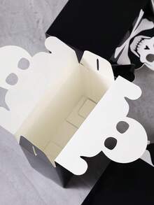 2/4/6/8/16pcs Halloween Paper Gift Boxes, Black Skull Pattern Rectangular Candy Boxes With Handles, Candy Cookie Snack Packaging Boxes, Suitable For Halloween Party Favors, Trick Or Treat Candy Bags - Multicolor - View 4
