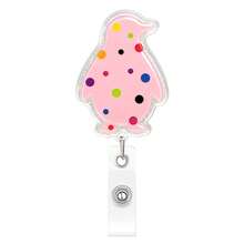 1pc Animal Silhouette Acrylic Retractable Badge Reel With Glitter Colorful Spotted Design Office Badge Holder - Multicolor - View 13