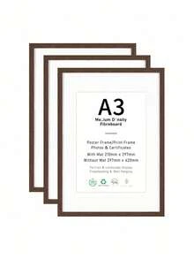 Mosearon 4/1組 30 X 40 cm MDF相框，A3與A4證書與海報框，無背板，配透明壓克力面板，適用於客廳、臥室與藝廊牆面裝飾，僅供展示 - 棕色 - 查看 10
