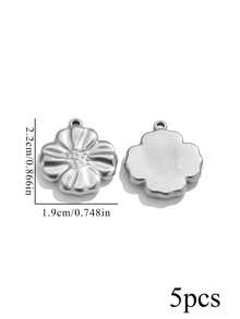 5pcs Stainless Steel 18K Gold-Plated Charms: Fashionable Heart-Shaped Flower Pendant Necklace And Earrings-DIY Jewelry Making Bag Charms Trinkets - Pendants - View 9