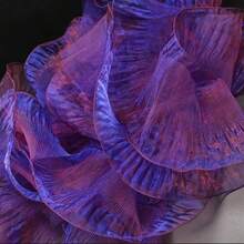 2 Yards Mermaid Iridescent Yarn Gradient Ruffle Three-Dimensional Pleated Large Lace Organza Fabric Decorative Accessories Fabric - Purple - View 2