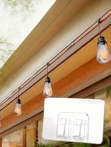 100pcs Transparent Adhesive Wall Hooks Outdoor Heavy Duty Plastic Mounted Hanging Hooks For String Lights Wire Lights Decoration Display Hanger Strong Hold Sticky Hooks Easy Install Garden Patio Backyard - Clear - View 3