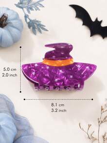 Personalized Halloween Hair Claw Clip, Custom Engraved Name, Spooky Pumpkin Witch Hat Hair Accessories Birthday Party Gift For Her, Custom Name Gift - Multi-color Halloween Hair Clip - View 8