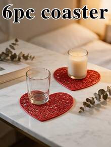 12pcs, Gold Heart Hollow Drink Coasters, Washable Table Accessories, Non-Slip Table Mats, Breathable And Heat Dissipating, Lightweight And Easy To Store, Suitable For Restaurants, Cafes, Homestays, Compatible With Afternoon Tea, Festivals, Parties, Gatherings, Birthdays, Weddings, Dinners. - Multicolor - View 15