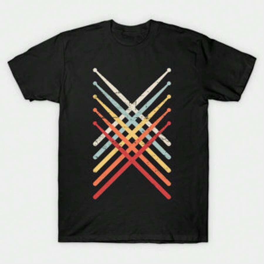 Vintage Percussion Drumsticks | Marching Band T-Shirt - Schwarz - Übersicht 1