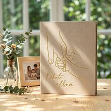 Premium Velvet Photo Album 18x23cm – 200 Slots 4R6" Photo Book, Elegant Gold Embossed, Suitable For Wedding, Baby Or Travel Memories | 3 Designs Available - Big Hand Holding Small Hand - View 5