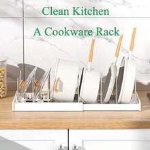 Retractable Pot Rack Kitchen Storage Rack Cabinet Built-In Pot Rack Under Sink Pot Rack Adjustable Pot And Pan Storage Rack - White - View 4